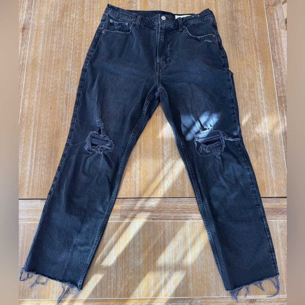 GAP Cheeky Straight High Rise Distressed Jeans